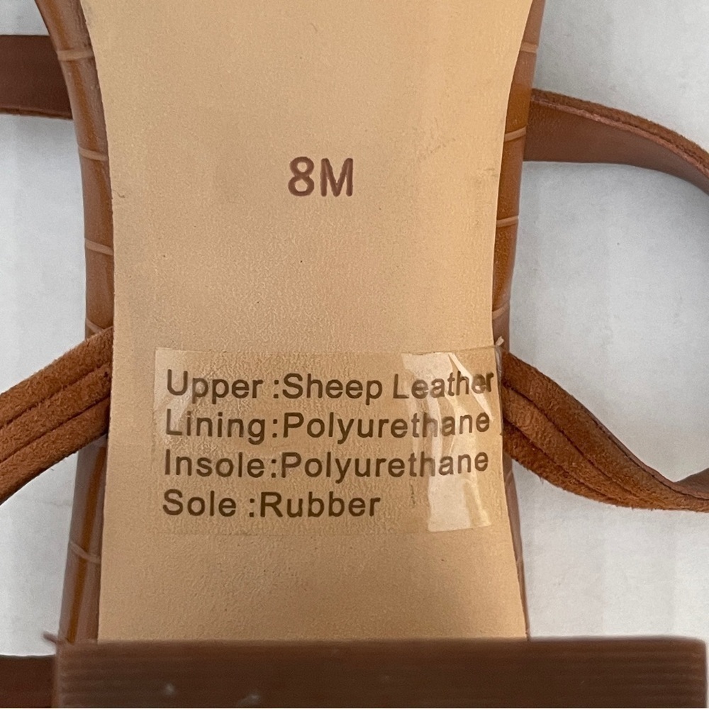 GIBSON LATIMER CORDELIA BROWN SHEEP LEATHER SANDALS SIZE 8 - Picture 13 of 15